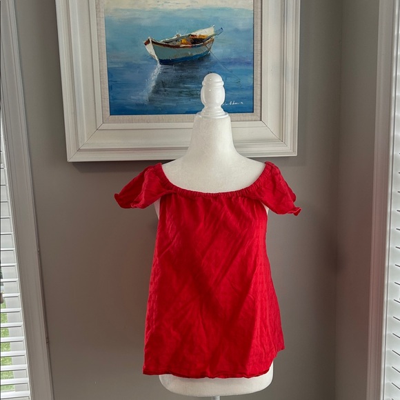 J. Crew Factory Tops - J. Crew Factory Red Off-Shoulder Blouse